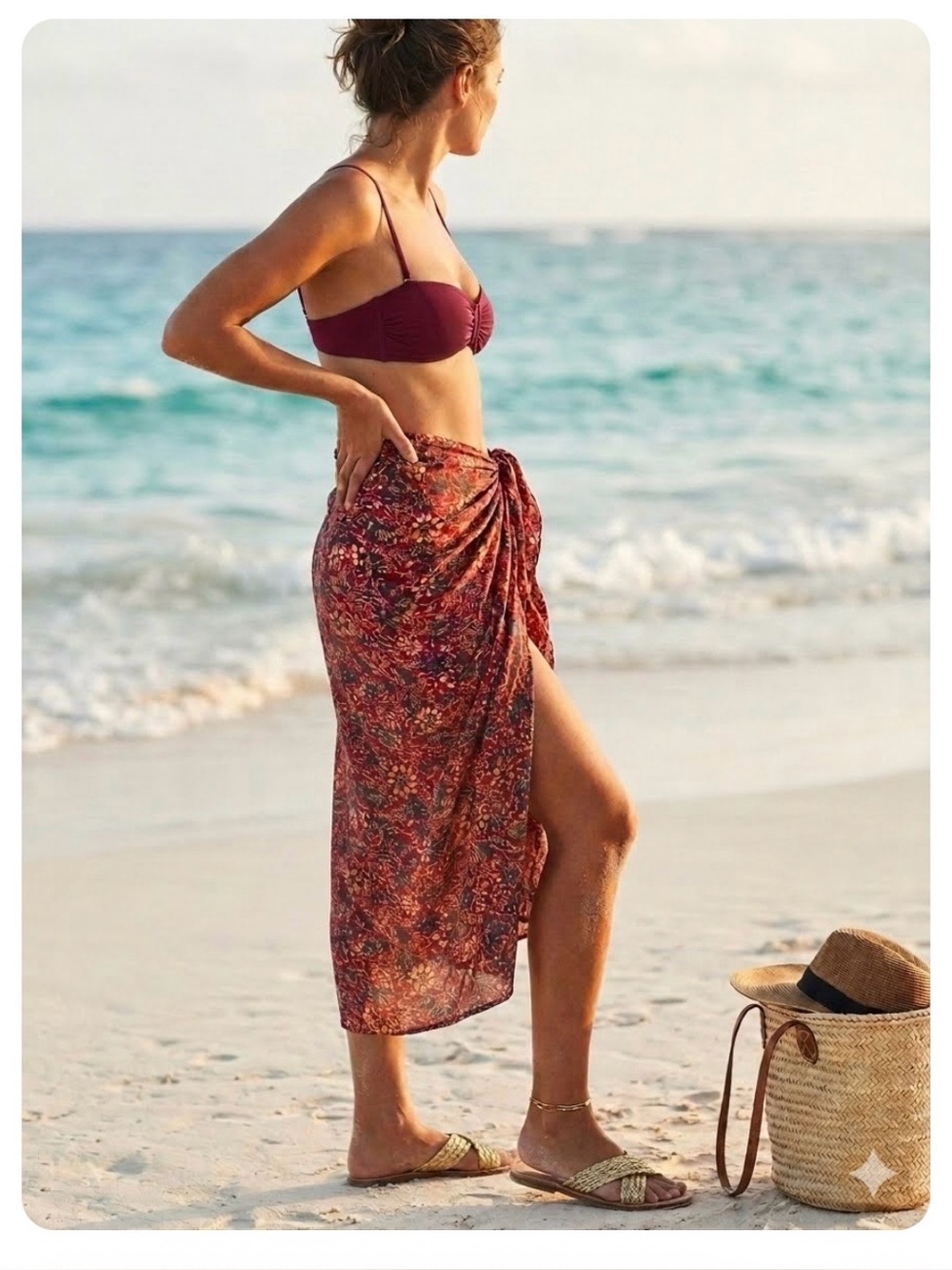 BA&SH Galia  Burgundy Floral Skirt
